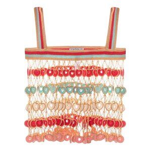 My Beachy Side x Emily In Paris Dancing Hearts Knit Crochet Tank Top Netting Red